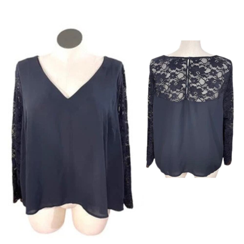 ModCloth‎ Plus Size 3X Top Black Best Lace to Be Blouse Cocktail Party Holiday